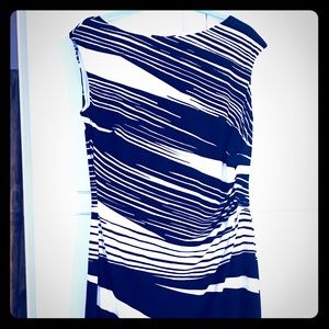 Ralph Lauren navy and cream cap sleeve dress